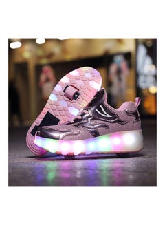 Kidle The New Trend Of Children's LED Light Up Rechargeable Luminous Double Wheel Heelys Skates, Breathable Youth Student Sports Shoes  - Image 4