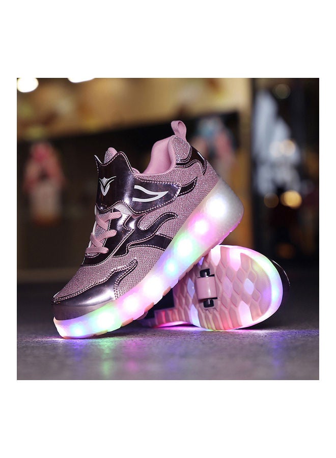 Kidle - The New Trend Of Children's LED Light Up Rechargeable Luminous Double Wheel Heelys Skates, Breathable Youth Student Sports Shoes - Image 1