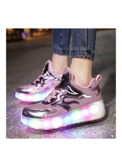 Kidle The New Trend Of Children's LED Light Up Rechargeable Luminous Double Wheel Heelys Skates, Breathable Youth Student Sports Shoes  - Image 5
