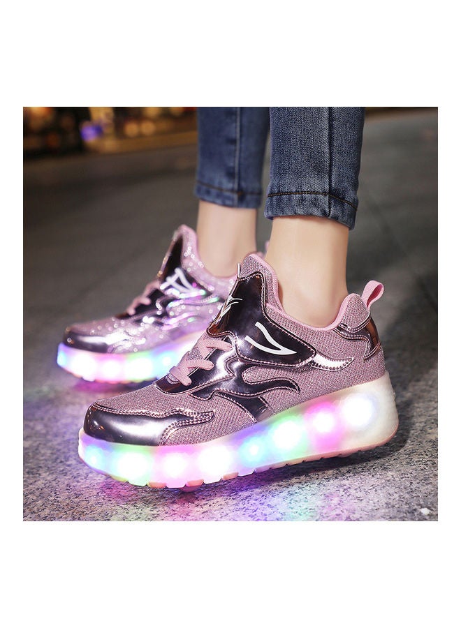Kidle - The New Trend Of Children's LED Light Up Rechargeable Luminous Double Wheel Heelys Skates, Breathable Youth Student Sports Shoes - Image 1