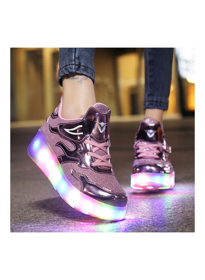 Kidle - The New Trend Of Children's LED Light Up Rechargeable Luminous Double Wheel Heelys Skates, Breathable Youth Student Sports Shoes - Image 1