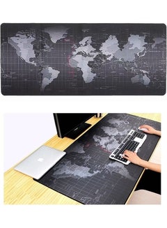 World Map Mouse Pad Large Gaming Mouse Pad Non-Slip Rubber Waterproof Desktop Mat Suitable for Keyboard Computer Laptop Gamers 90x40cm Grey/Black