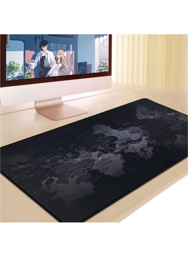 MARGOUN - World Map Mouse Pad Large Gaming Mouse Pad Non-Slip Rubber Waterproof Desktop Mat Suitable for Keyboard Computer Laptop Gamers 90x40cm Grey/Black - Image 1
