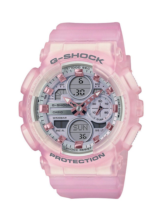 جي شوك ساعة يد نسائية أنالوج بلس رقمية دائرية مقاومة للماء GMA-S140NP-4ADR للنساء