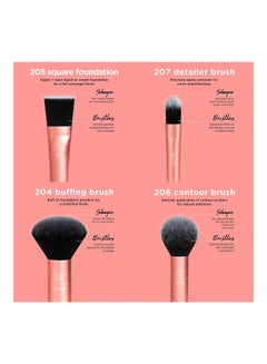 REAL TECHNIQUES Flawless Base Brush Set With Ultra Plush Custom Cut Synthetic Bristles and Extended Aluminum Ferrules with Miracle Complexion Beauty Sponge Makeup Blender with Case Multicolour  - Image 2