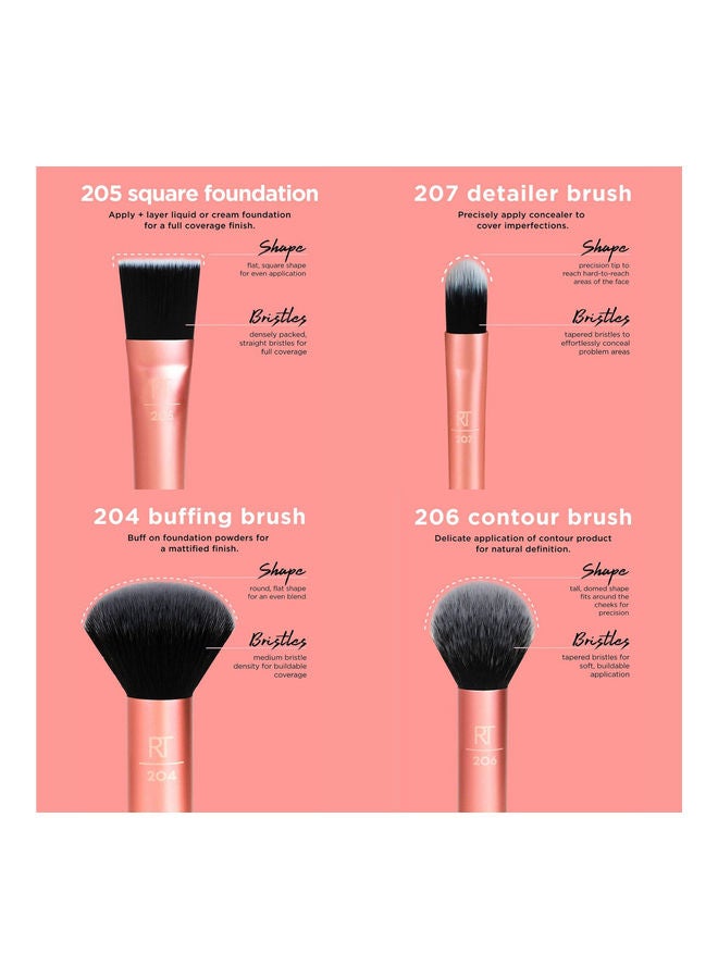 REAL TECHNIQUES Flawless Base Brush Set With Ultra Plush Custom Cut Synthetic Bristles and Extended Aluminum Ferrules with Miracle Complexion Beauty Sponge Makeup Blender with Case Multicolour - Image 2