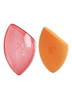 REAL TECHNIQUES Flawless Base Brush Set With Ultra Plush Custom Cut Synthetic Bristles and Extended Aluminum Ferrules with Miracle Complexion Beauty Sponge Makeup Blender with Case Multicolour  - Image 3