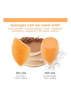REAL TECHNIQUES Flawless Base Brush Set With Ultra Plush Custom Cut Synthetic Bristles and Extended Aluminum Ferrules with Miracle Complexion Beauty Sponge Makeup Blender with Case Multicolour  - Image 4