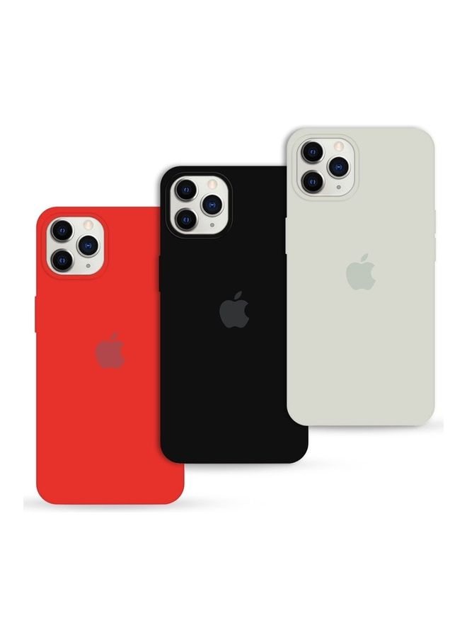 MARGOUN - 3 Pack Silicone Case Soft Slim Liquid Gel Silicone Shockproof Phone Cover Microfiber Lining Full Body Protection For Apple iPhone 12 Pro Max 6.5 Inch Stone/Black/Red - Image 1