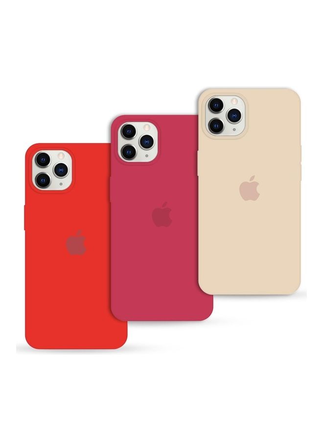 MARGOUN - 3 Pack Silicone Case Soft Slim Liquid Gel Silicone Shockproof Phone Cover Microfiber Lining Full Body Protection For Apple iPhone 12 Pro Max 6.7 inch Pink Sand/Cherry/Red - Image 1