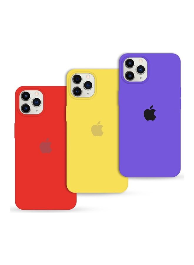 MARGOUN - 3 Pack Silicone Case Soft Slim Liquid Gel Silicone Shockproof Phone Cover Microfiber Lining Full Body Protection For Apple iPhone 12 Pro Max 6.5 Inch Purple/Yellow/Red - Image 1