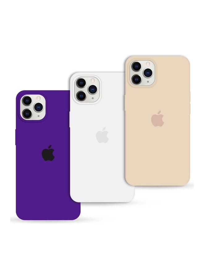 MARGOUN - 3 Pack Silicone Case Soft Slim Liquid Gel Silicone Shockproof Phone Cover Microfiber Lining Full Body Protection For Apple iPhone 12 Pro Max 6.5 Inch Pink Sand/White/Dark Purple - Image 1