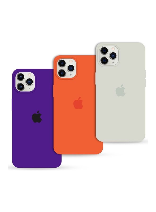 MARGOUN 3 Pack Silicone Case Soft Slim Liquid Gel Silicone Shockproof Phone Cover Microfiber Lining Full Body Protection For Apple iPhone 12 Pro Max 6.7 inch Stone/Orange/Dark Purple - Image 1