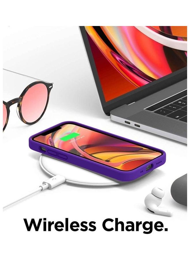 MARGOUN 3 Pack Silicone Case Soft Slim Liquid Gel Silicone Shockproof Phone Cover Microfiber Lining Full Body Protection For Apple iPhone 12 Pro Max 6.7 inch Stone/Orange/Dark Purple - Image 5