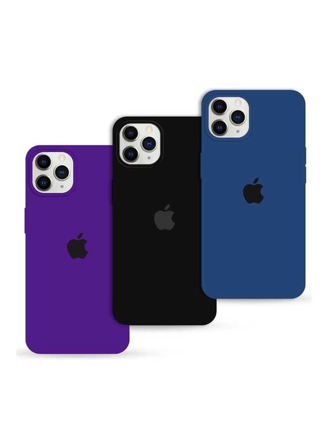 MARGOUN - 3 Pack Silicone Case Soft Slim Liquid Gel Silicone Shockproof Phone Cover Microfiber Lining Full Body Protection For Apple iPhone 12 Pro Max 6.5 Inch Dark Blue/Black/Dark Purple - Image 1
