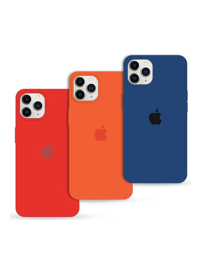 MARGOUN - 3 Pack Silicone Case Soft Slim Liquid Gel Silicone Shockproof Phone Cover Microfiber Lining Full Body Protection For Apple iPhone 12 Pro Max 6.5 Inch Dark Blue/Orange/Red - Image 1