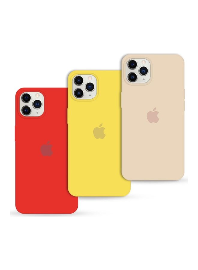 MARGOUN - 3 Pack Silicone Case Soft Slim Liquid Gel Silicone Shockproof Phone Cover Microfiber Lining Full Body Protection For Apple iPhone 12 Pro Max 6.7 inch Pink Sand/Yellow/Red - Image 1