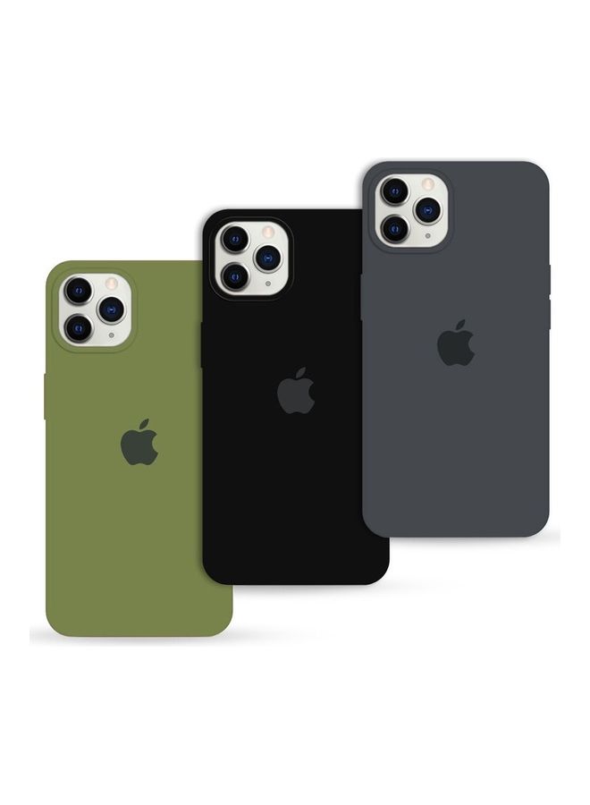MARGOUN - 3 Pack Silicone Case Soft Slim Liquid Gel Silicone Shockproof Phone Cover Microfiber Lining Full Body Protection For Apple iPhone 12 Pro Max 6.5 Inch Dark Grey/Black/Olive Green - Image 1