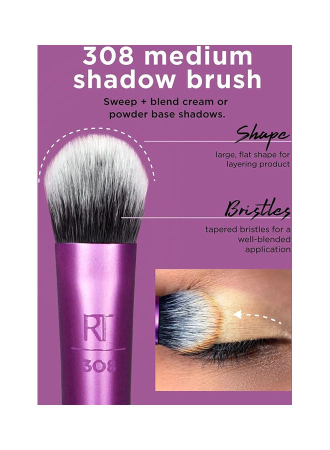 REAL TECHNIQUES - Eyeshadow Brush Set, Makeup with Gel Eyeliner, Flat Eye, and Eyelash Brushes, Purple and Real Techniques Flawless Base Brush Set with Miracle Complexion Sponge Multicolour - Image 1