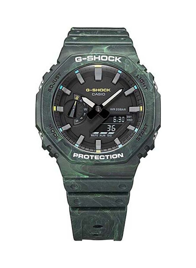 جي شوك Men's Casio Analog-Digital Watch Water Resistant GA-2100FR-3ADRGreen - Image 3