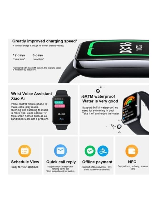 شاومي - باند 7 برو – سوار ذكي بشاشة AMOLED، مزود بنظام GPS، مراقبة الأكسجين في الدم، تتبع اللياقة، ومقاوم للماء – (الموديل BHR5970GL) لون أسود - Image 1
