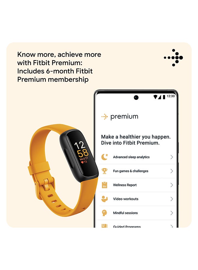 Fitbit - Inspire 3 Activity Tracker with 6-months Premium Membership Included, up to 10 days battery life and Daily Readiness Score, Morning Glow - Image 1