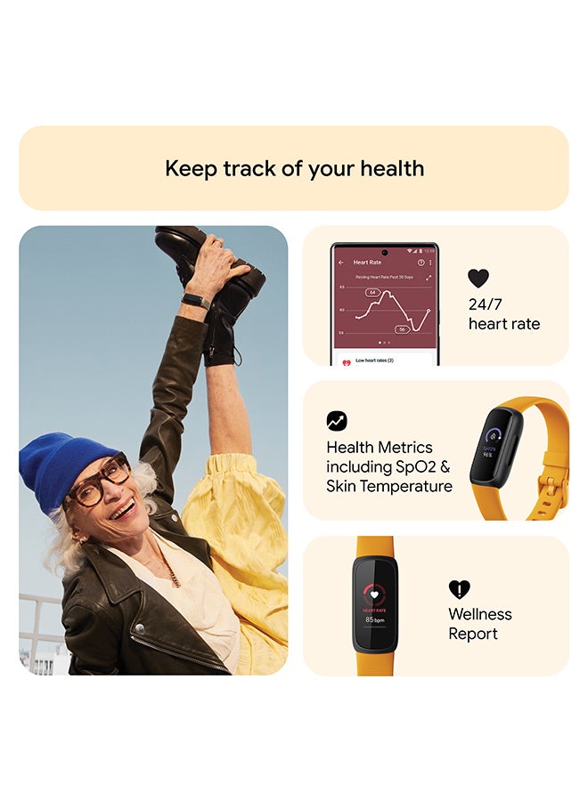Fitbit - Inspire 3 Activity Tracker with 6-months Premium Membership Included, up to 10 days battery life and Daily Readiness Score, Morning Glow - Image 1