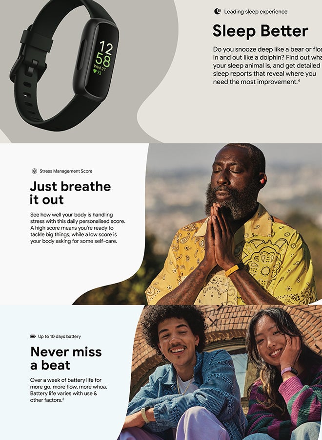 Fitbit - Inspire 3 Activity Tracker with 6-months Premium Membership Included, up to 10 days battery life and Daily Readiness Score, Morning Glow - Image 1