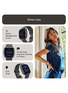 Fitbit Sense 2, Health and Fitness Smartwatch with built-in GPS, advanced health features, up to 6 days battery life - compatible with Android and iOS Graphite / Graphite Aluminium  - Image 4