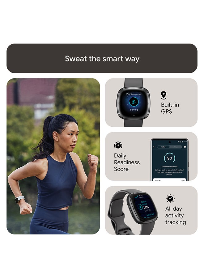 Fitbit - Sense 2, Health and Fitness Smartwatch with built-in GPS, advanced health features, up to 6 days battery life - compatible with Android and iOS Graphite / Graphite Aluminium - Image 1