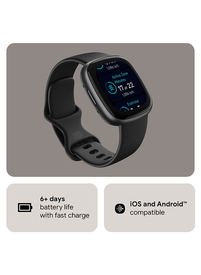 Fitbit - Versa 4, Health & Fitness Smartwatch with Built-in GPS and Up To 6+ Days Battery Life, 6-months Premium Membership Included, compatible with Android and iOS Black/Graphite - Image 1