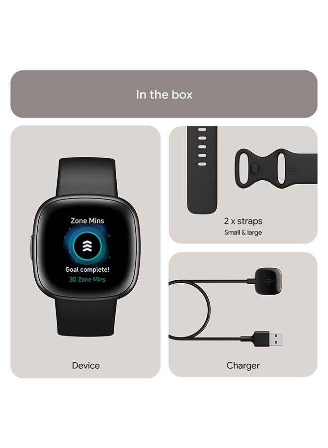 Fitbit - Versa 4, Health & Fitness Smartwatch with Built-in GPS and Up To 6+ Days Battery Life, 6-months Premium Membership Included, compatible with Android and iOS Black/Graphite - Image 1