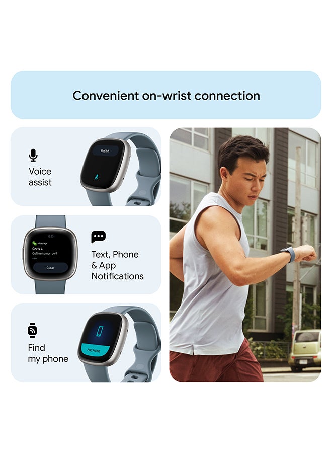 Fitbit - Versa 4, Health & Fitness Smartwatch with Built-in GPS and Up To 6+ Days Battery Life, 6-months Premium Membership Included, compatible with Android and iOS Waterfall Blue/Platinum - Image 1