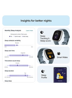Fitbit Versa 4, Health & Fitness Smartwatch with Built-in GPS and Up To 6+ Days Battery Life, 6-months Premium Membership Included, compatible with Android and iOS Waterfall Blue/Platinum  - Image 5