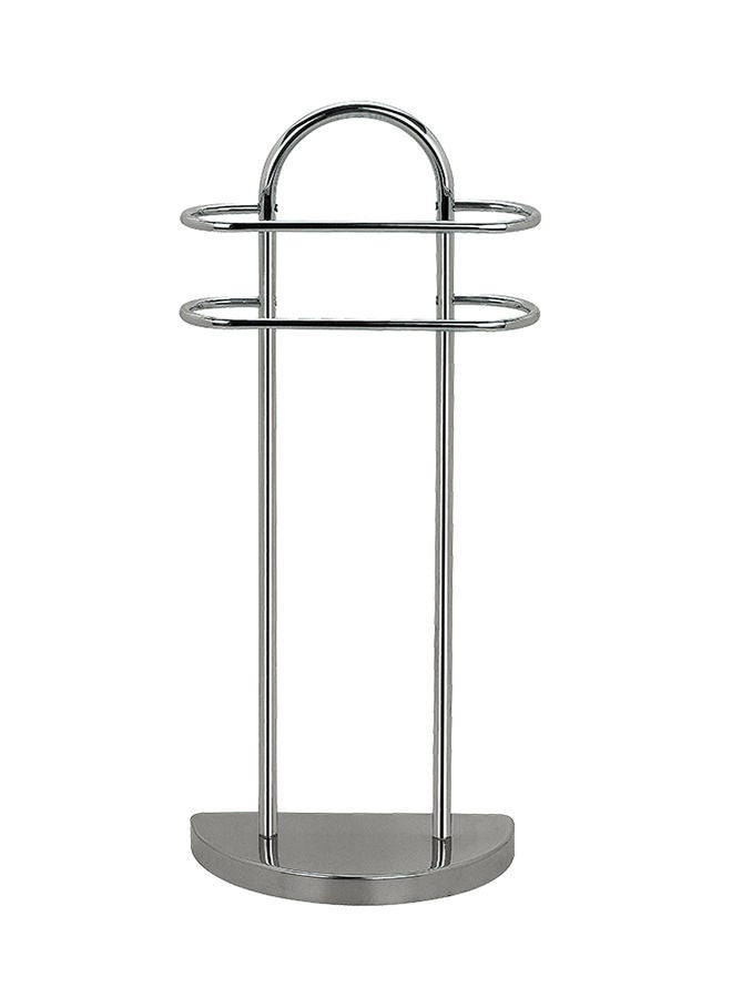Amal - Stainless Steel Two Layers Freestanding Multipurpose Rack For Towel & Linen, Premium Quality, Home, Office & Restaurant Use, Sturdy & Durable Silver 44.5x18.92cm - Image 1