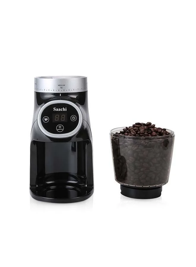 Saachi Coffee Grinder With 31 Gring Settings, Power Saving Mode and Anti-Splash System for Easy Cleaning 200 W NL-CG-4966-BK Black