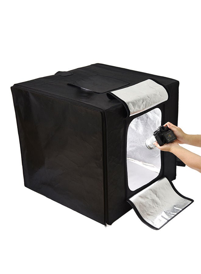 Mini Studio Photography Softbox Tent With 2 LED Light Board Set Black
