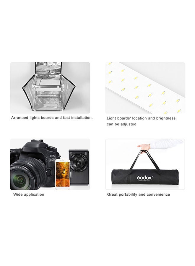Mini Studio Photography Softbox Tent With 2 LED Light Board Set Black