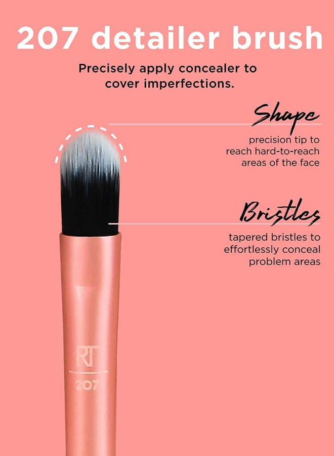 REAL TECHNIQUES Flawless Base Brush Set With Ultra Plush Custom Cut Synthetic Bristles and Extended Aluminum Ferrules with Miracle Complexion Sponge (Pack Of 4), Orange Multicolour - Image 3