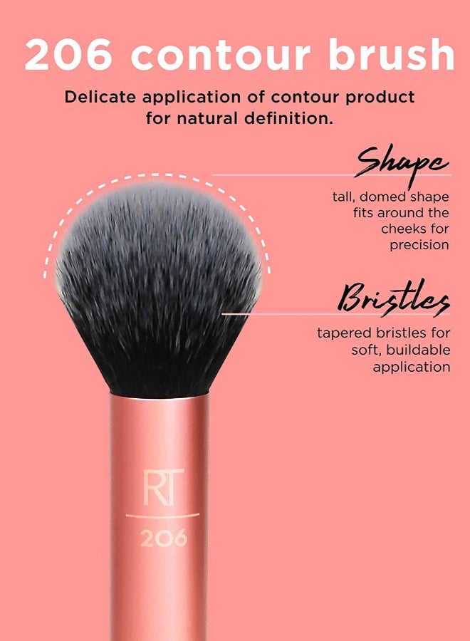 REAL TECHNIQUES Flawless Base Brush Set With Ultra Plush Custom Cut Synthetic Bristles and Extended Aluminum Ferrules with Miracle Complexion Sponge (Pack Of 4), Orange Multicolour - Image 5