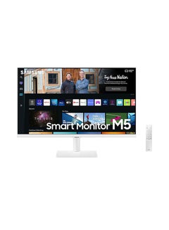 27 inch Smart Monitor 27CM501 FHD Flat Monitor with Smart TV experience, Remote & Speaker | Wireless & Wired Mobile, Laptop & PC Connectivity with WIFI, Bluetooth, LS27CM501EMXUE / LS27BM501EMXUE White