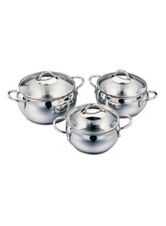 طقم أواني الطهي تومبك jr مكون من 6 قطع فضي / شفاف Pot 16x0.9, Pot 18x10, Pot 20x10سم