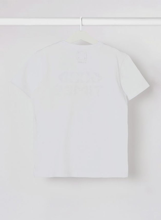 Neon Good Times Printed Casual Crew Neck T-Shirt Navajo White  - Image 2