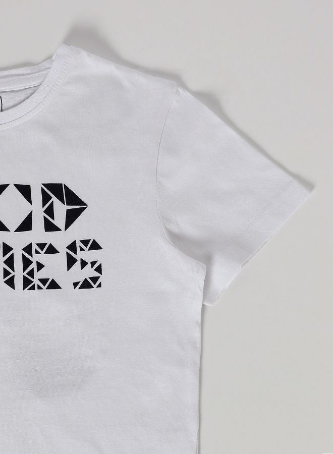 Neon Good Times Printed Casual Crew Neck T-Shirt Navajo White  - Image 3