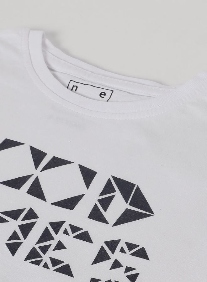 Neon Good Times Printed Casual Crew Neck T-Shirt Navajo White  - Image 4