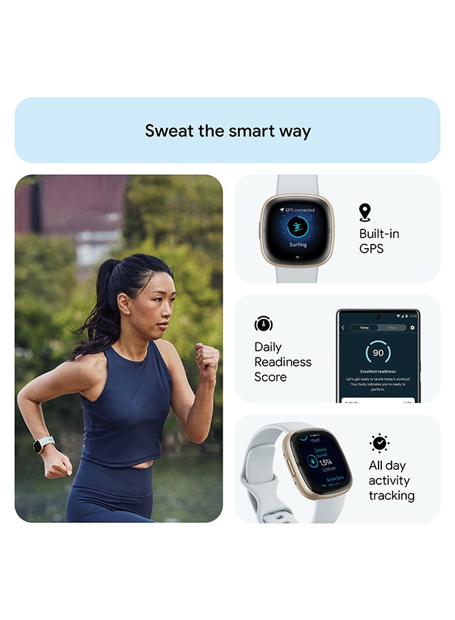 Fitbit - Sense 2, Health and Fitness Smartwatch with built-in GPS, advanced health features, up to 6 days battery life - compatible with Android and iOS Blue Mist / Pale Gold Aluminium + Free Aria Air Scale White - Image 1