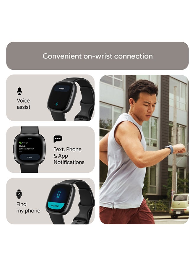 Fitbit - Versa 4, Health & Fitness Smartwatch with Built-in GPS and Up To 6+ Days Battery Life, 6-months Premium Membership Included, compatible with Android and iOS Black/Graphite + Free Aria Air Scale White - Image 1