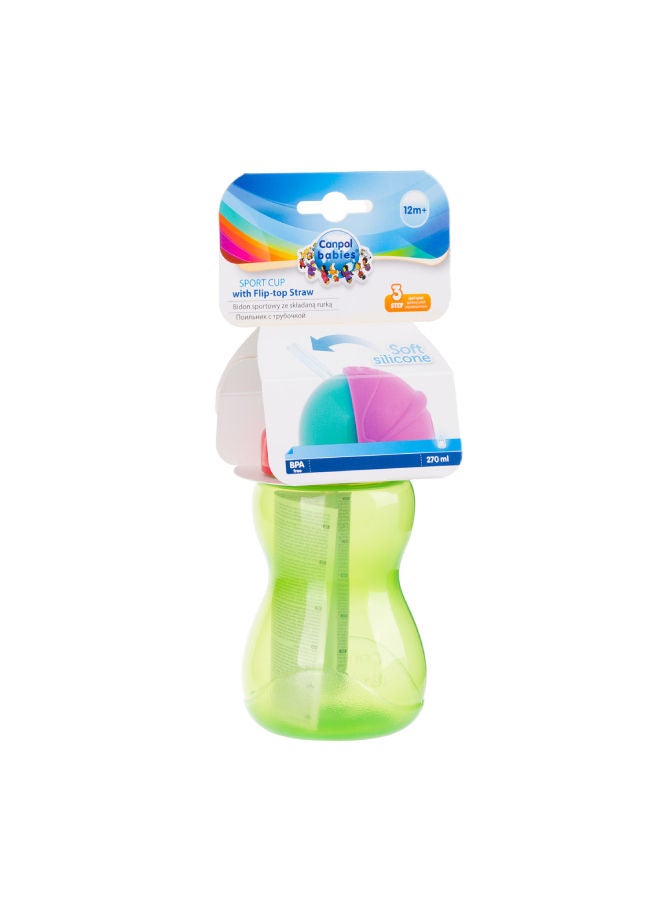 Canpol babies Canpol babies Sport Cup with Silicon Flip-top Straw 370ml green  - Image 3