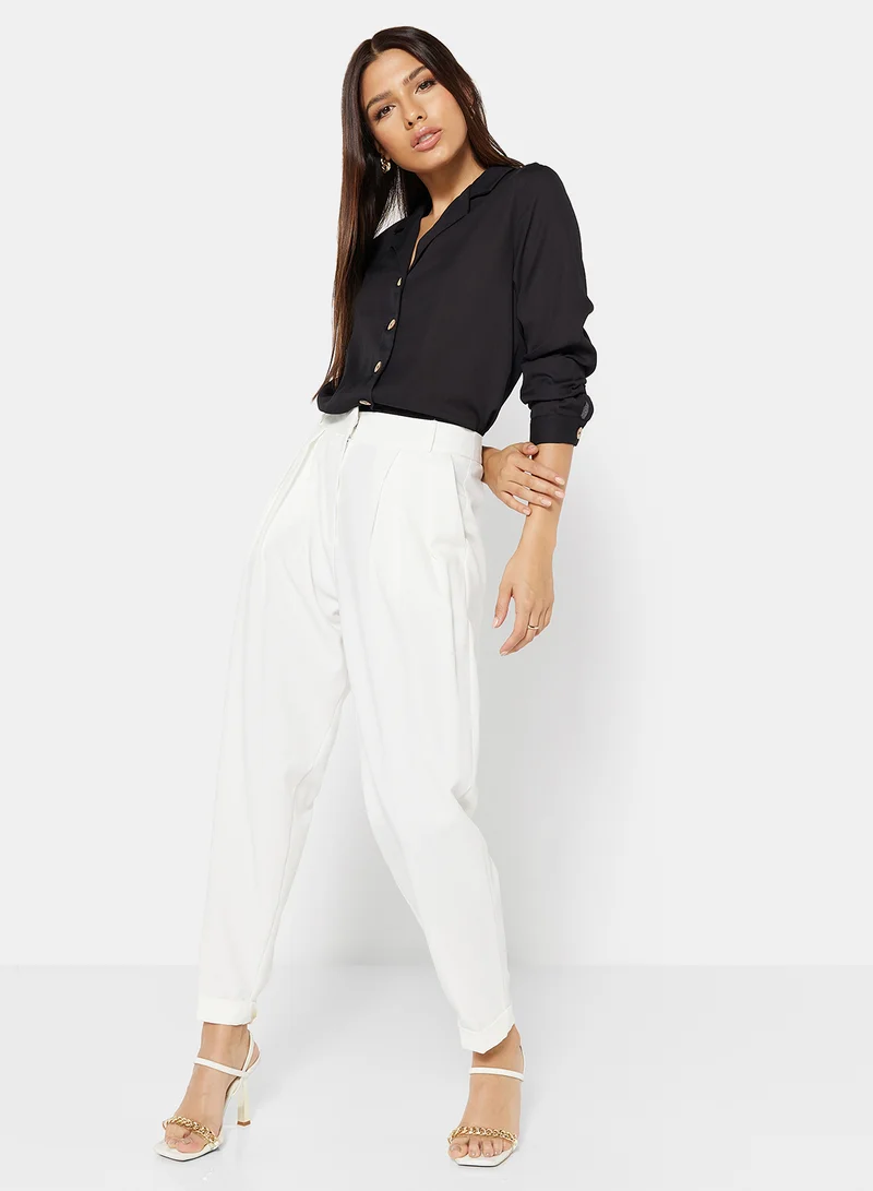 LABEL RAIL Lapel Collar Shirt Black