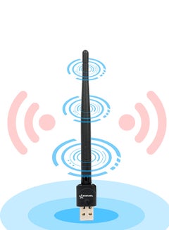 2.4G Wireless USB WiFi Dongle With Antenna Black